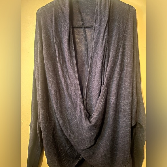 Urban outfitters wrap plunge deep v Drape Front Top large knit sheer off the - Picture 3 of 8
